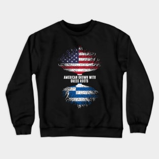 American Grown with Greek Roots USA Flag Crewneck Sweatshirt